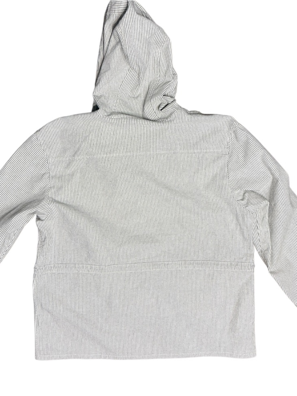 J. Crew Blue White Hickory Stripe Hooded Field Jacket-Coastal Preppy-Size L - Picture 3 of 12